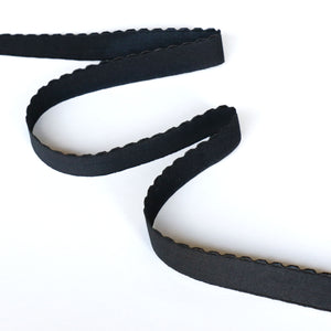 *Scalloped Elastic (16mm) - Black