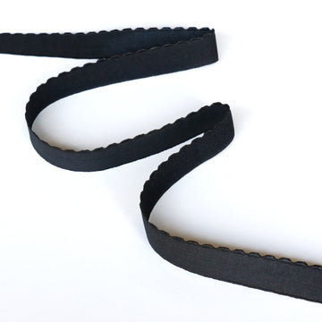 *Scalloped Elastic (16mm) - Black