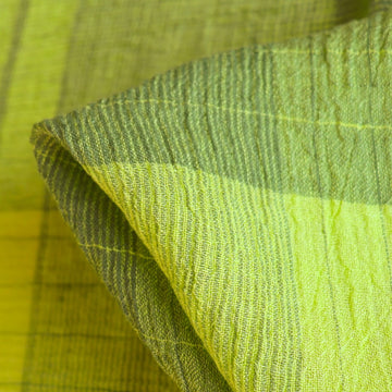 Kos Check Lime Crinkle Linen