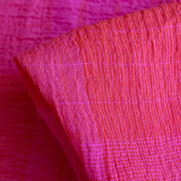 Kos Check Pink Crinkle Linen