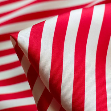 Deauville Stripe Red/Vanilla - Silk Twill
