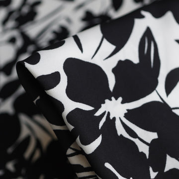 Onyx Floral Stretch Technical Polyester
