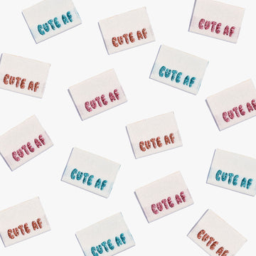 KATM Woven Side Labels - "CUTE AF" - woven sewing labels 6 Pack
