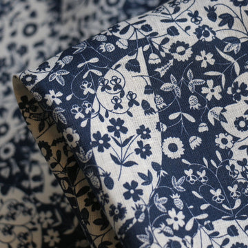 Mirabelle Mono Navy - Liberty Sycamore Linen