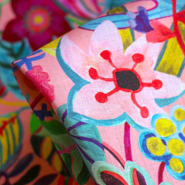 Jungle Trip Pink/Aqua - Liberty Sycamore Linen