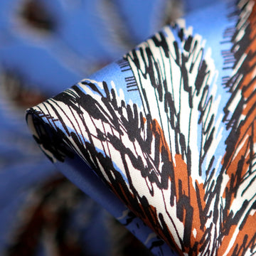 Tiki Blue Border Print Viscose