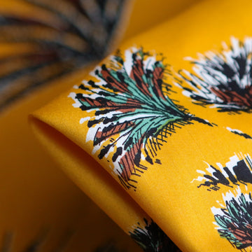 Tiki Yellow Border Print Viscose