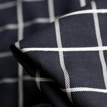 Navy Biella Check Cotton/Viscose/Linen