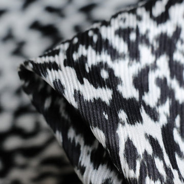 Nero Satin Leopard Crinkle Silk