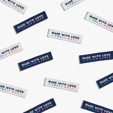 KATM Woven Labels - "Made With Love + Swear Words" - Woven Sewing Labels 6 Pack