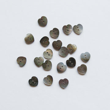 Smoke Mother-of-Pearl Heart Button - 13mm