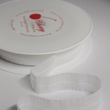 24mm Mouselline Fold Over Elastic - White