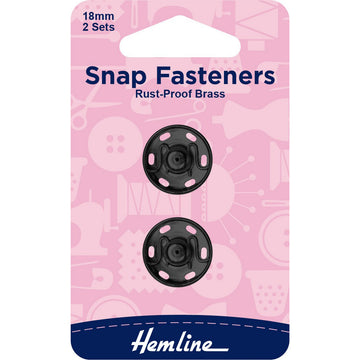 Hemline -  Snap Fasteners (Black) - 18mm