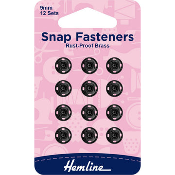 Hemline -  Snap Fasteners (Black) - 9mm