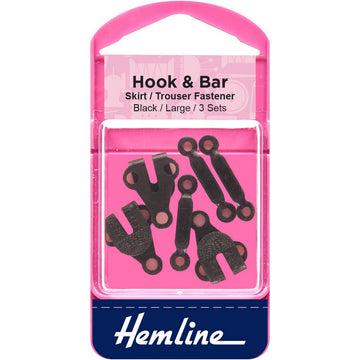 Hemline - Hook & Bar Skirt/Trouser Fastener (Large) - Black Nickle