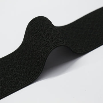 Fancy Elastic (50mm/2") - Black Ripple Textured