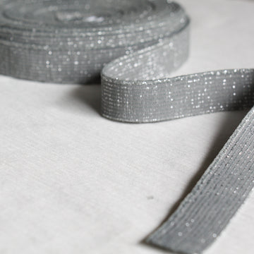 Metallic Fancy Elastic (25mm/ 1") - Platinum Silver
