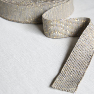 Metallic Fancy Elastic (40mm/ 1 1/2") - Silver/Gold