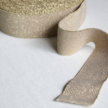 Metallic Fancy Elastic (50mm/ 2") - Brilliant Gold