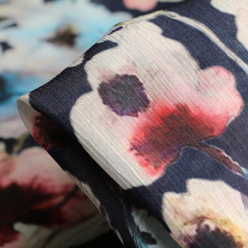 Watercolour Fiori Viscose Crinkle Georgette