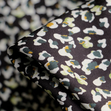 Shia Black Leaf Viscose Twill