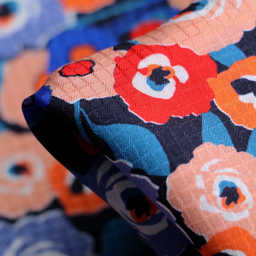Skyfall Poppies Silk Crepe Jacquard