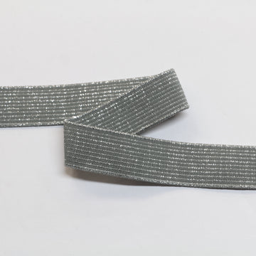 Metallic Fancy Elastic (25mm/ 1") - Striped Grey/Silver Metallic