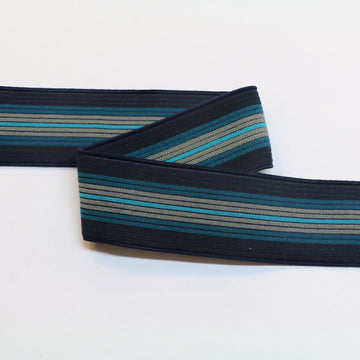 Fancy Elastic (40mm/1 1/2") - Navy/Petrol/Grey/Turquoise