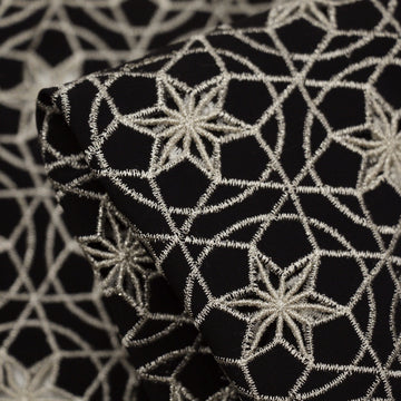 Black Star Embroidery - Swimwear Fabric
