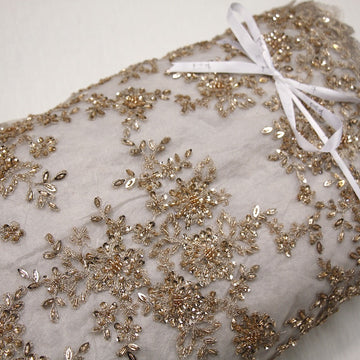 Gold Embroidered Beaded Tulle