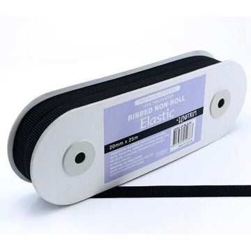 *Ribbed Non-Roll Elastic (20mm) - Black