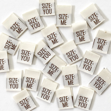 KATM Woven Labels - "SIZE ME/SIZE YOU" - woven sewing labels 8 Pack
